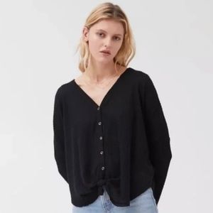 Urban Outfitters Out from Under JoJo Waffle Knit Therma Black | Size Medium